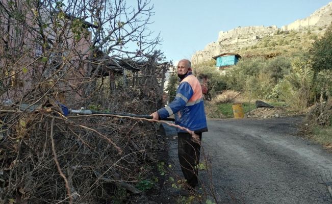 Kozan’da yol kenarlarındaki ağaçlar budanıyor