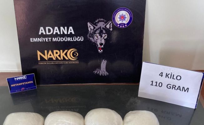 Adana’da 4 kilo 200 gram metamfetamin ele geçirildi