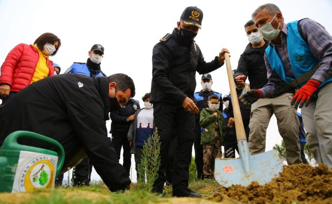 135 şehit için çocuk ve eşleri 135 fidan dikti